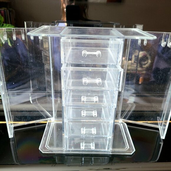 Large acrylic jewelry organizer with 6 drawers and necklaces holders. - Picture 4 of 6